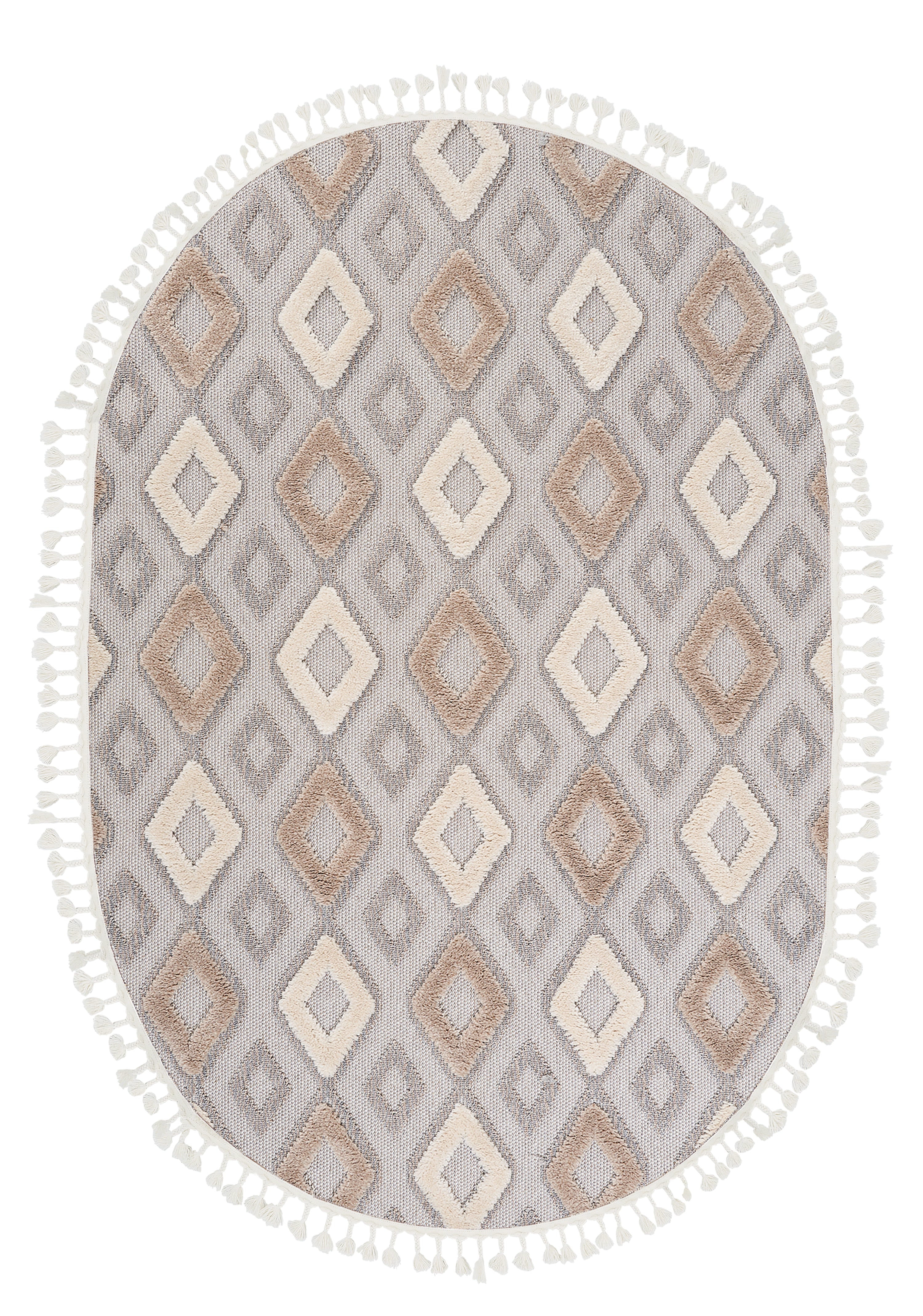 Dolce Vita Halı Nordic 489 Latte Oval İskandinav Halı Özel Ölçü