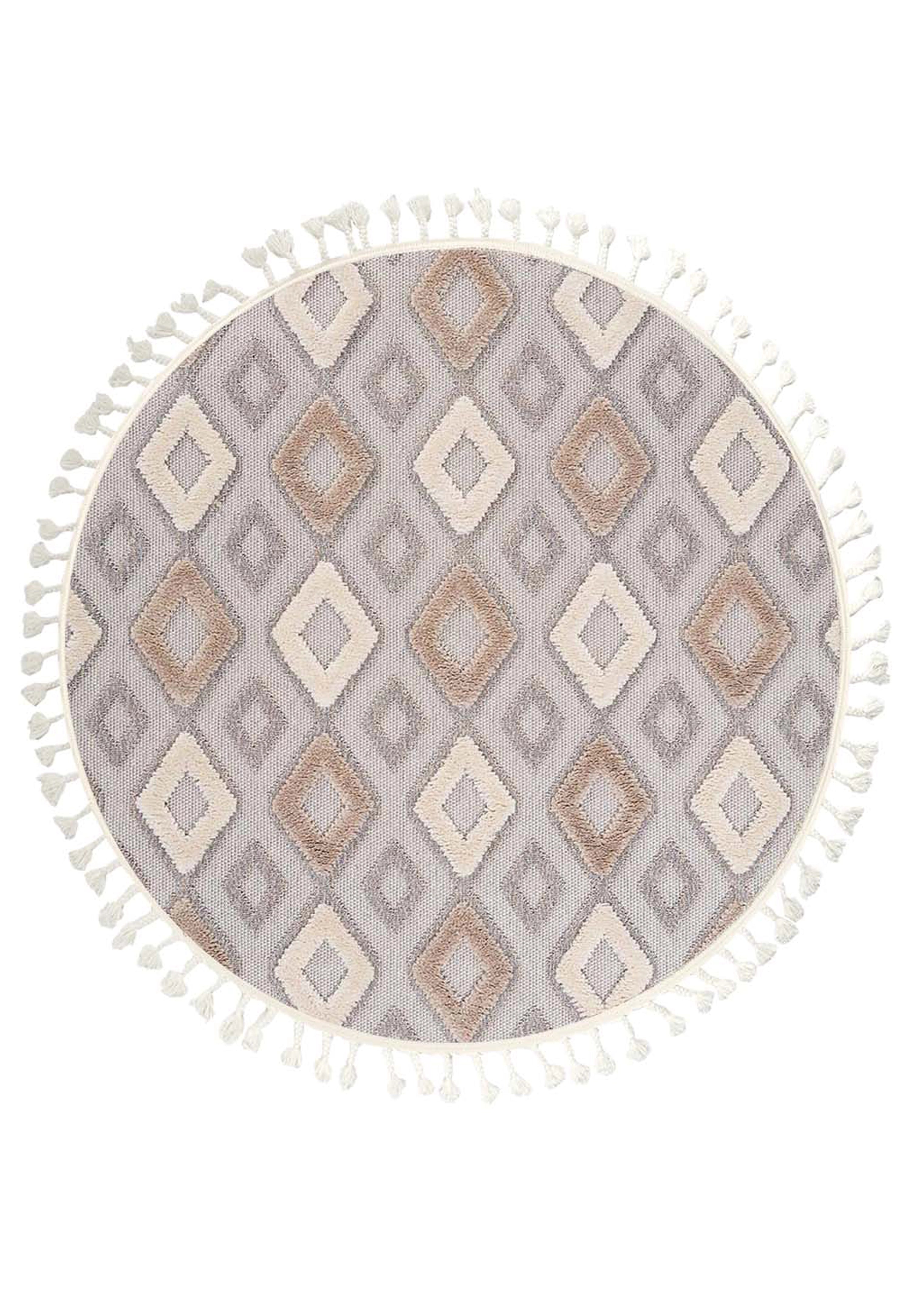 Dolce Vita Halı Nordic 489 Latte Yuvarlak İskandinav Halı Özel Ölçü