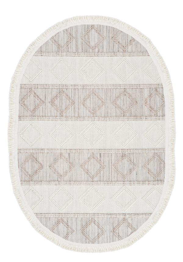 Dolce Vita Halı Bohem 381 Ash Modern Oval Halı Özel Ölçü