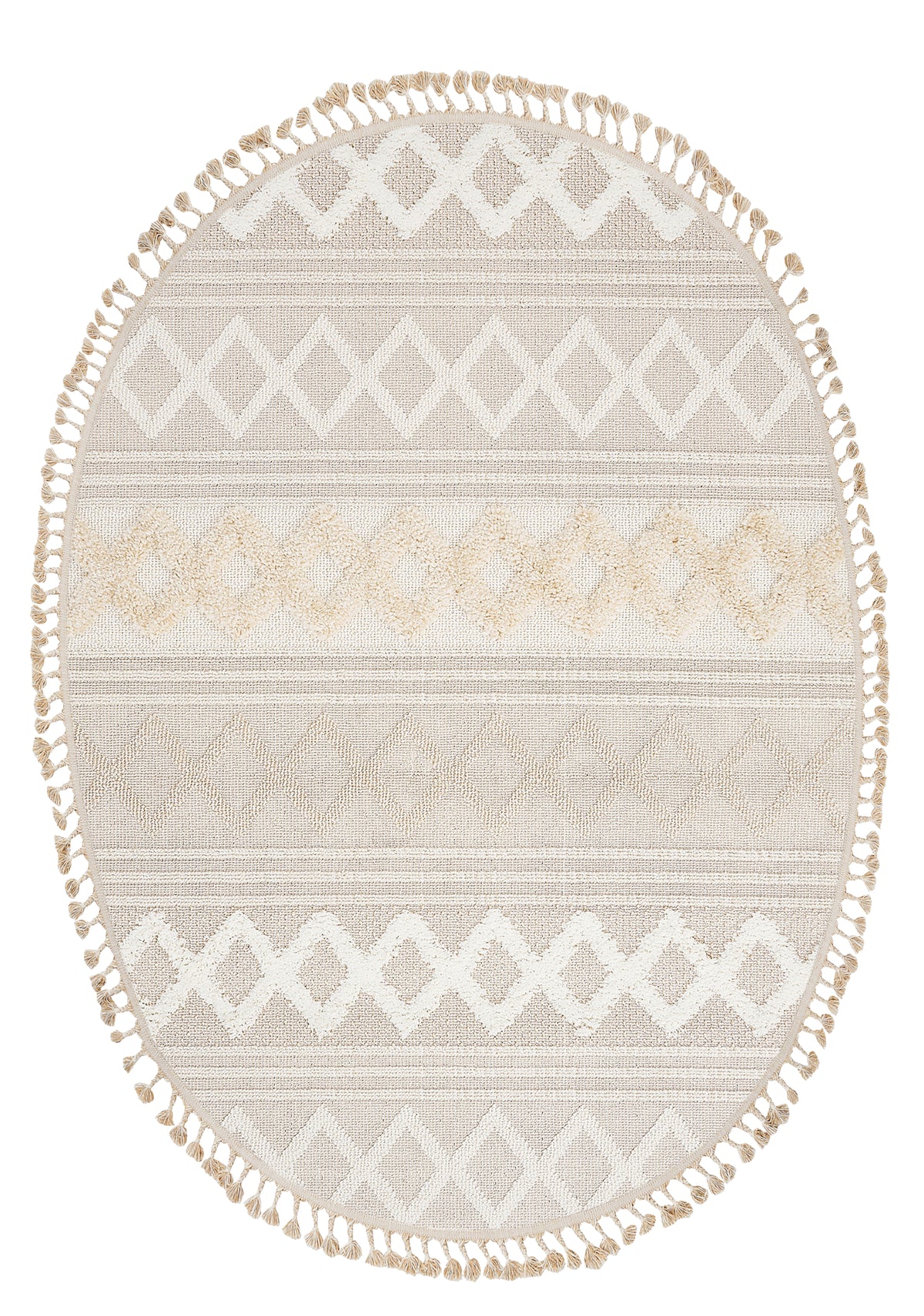 Dolce Vita Halı Jakarta 451 Ivory Beige Oval Halı Özel Ölçü