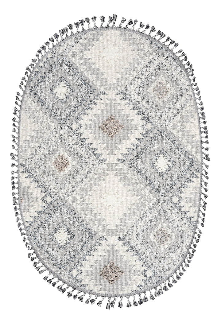 Dolce Vita Halı Jakarta 452 Light Blue Oval Halı Özel Ölçü