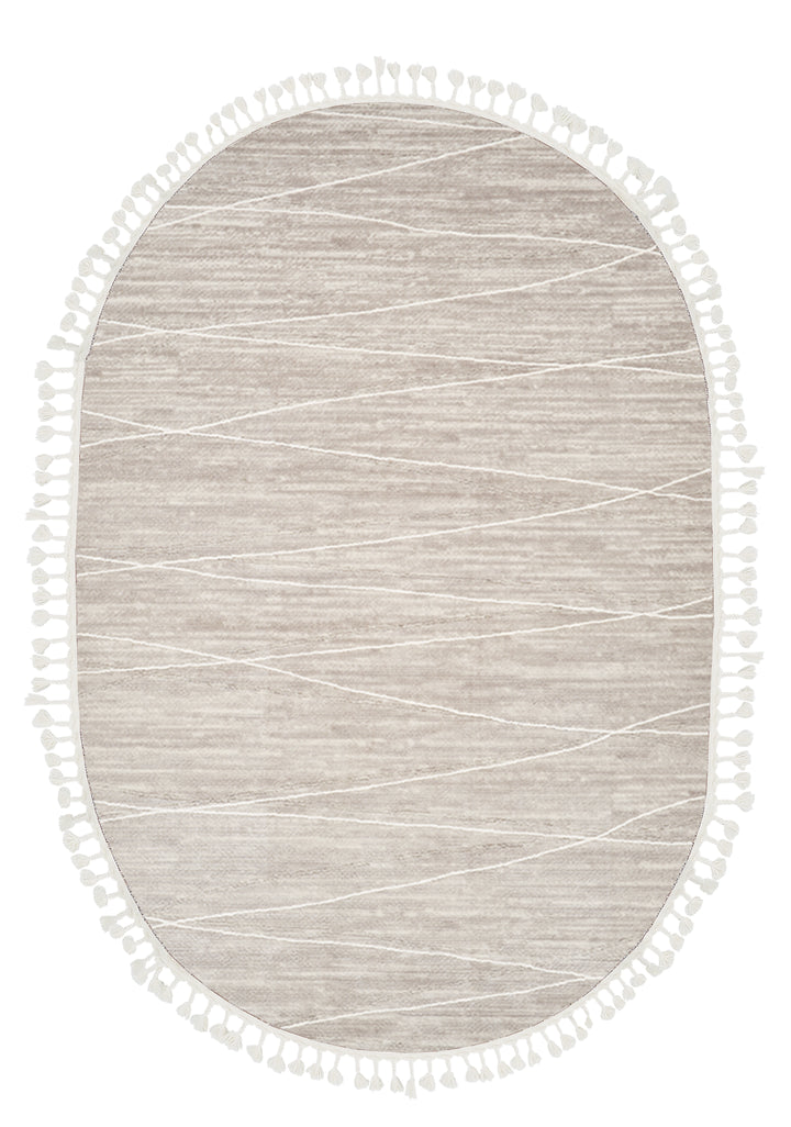 Dolce Vita Halı Monza 4207 Silver Stone Oval İskandinav Halı Özel Ölçü