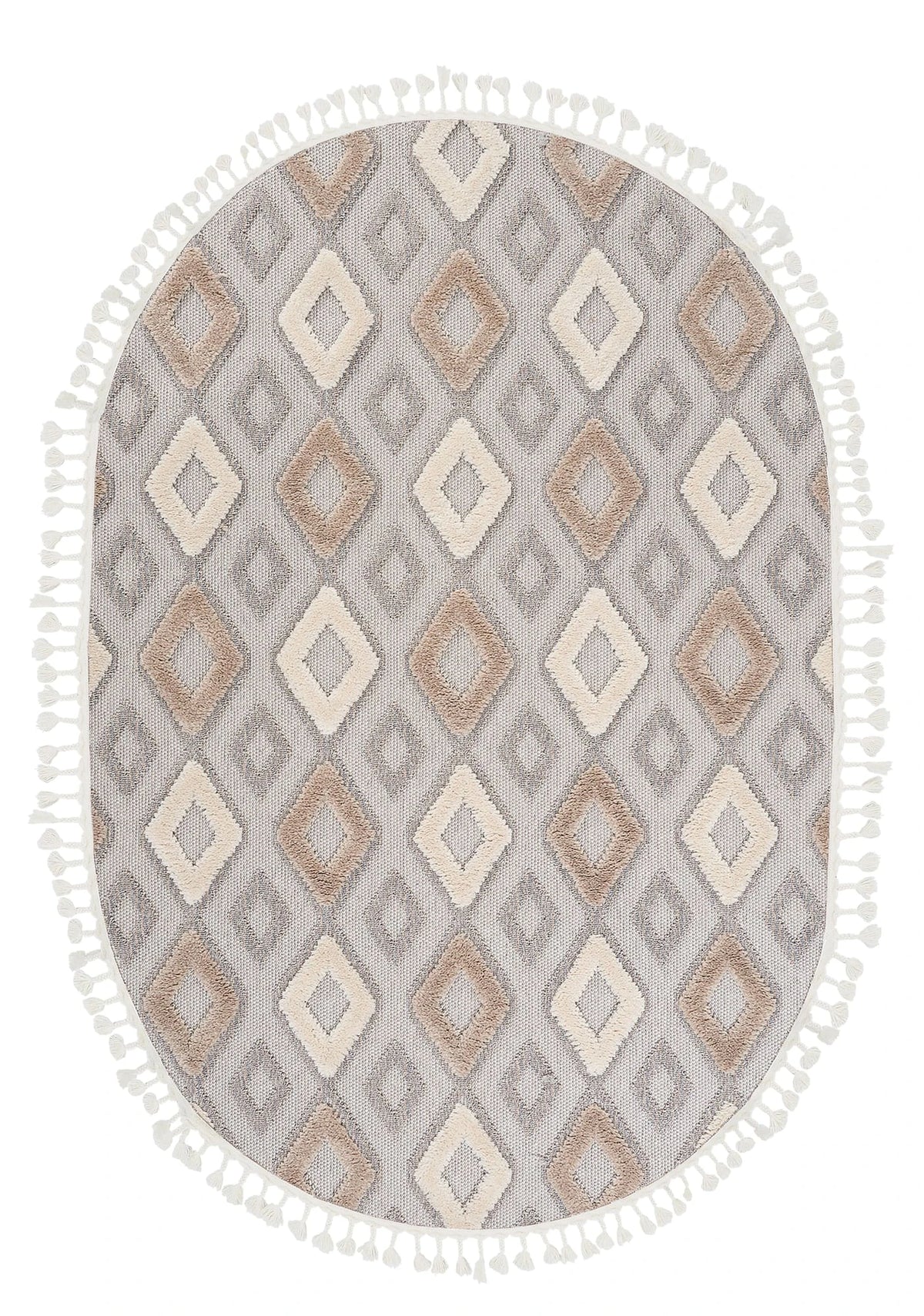 Dolce Vita Halı Nordic 489 Latte Oval İskandinav Halı Özel Ölçü