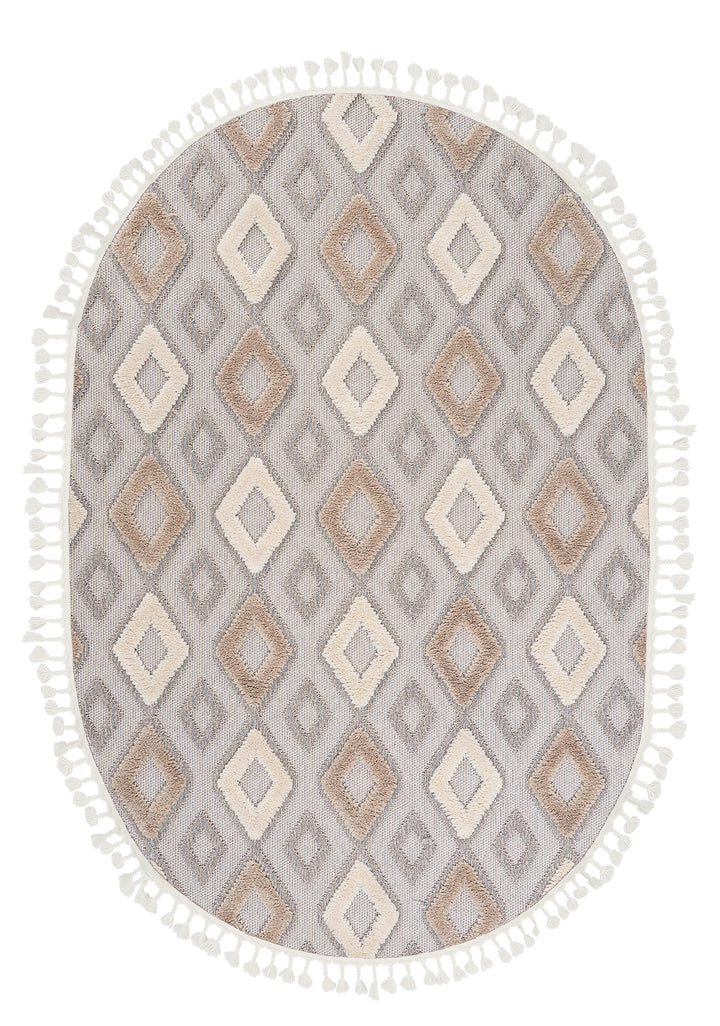 Dolce Vita Halı Nordic 489 Latte Oval İskandinav Halı Özel Ölçü