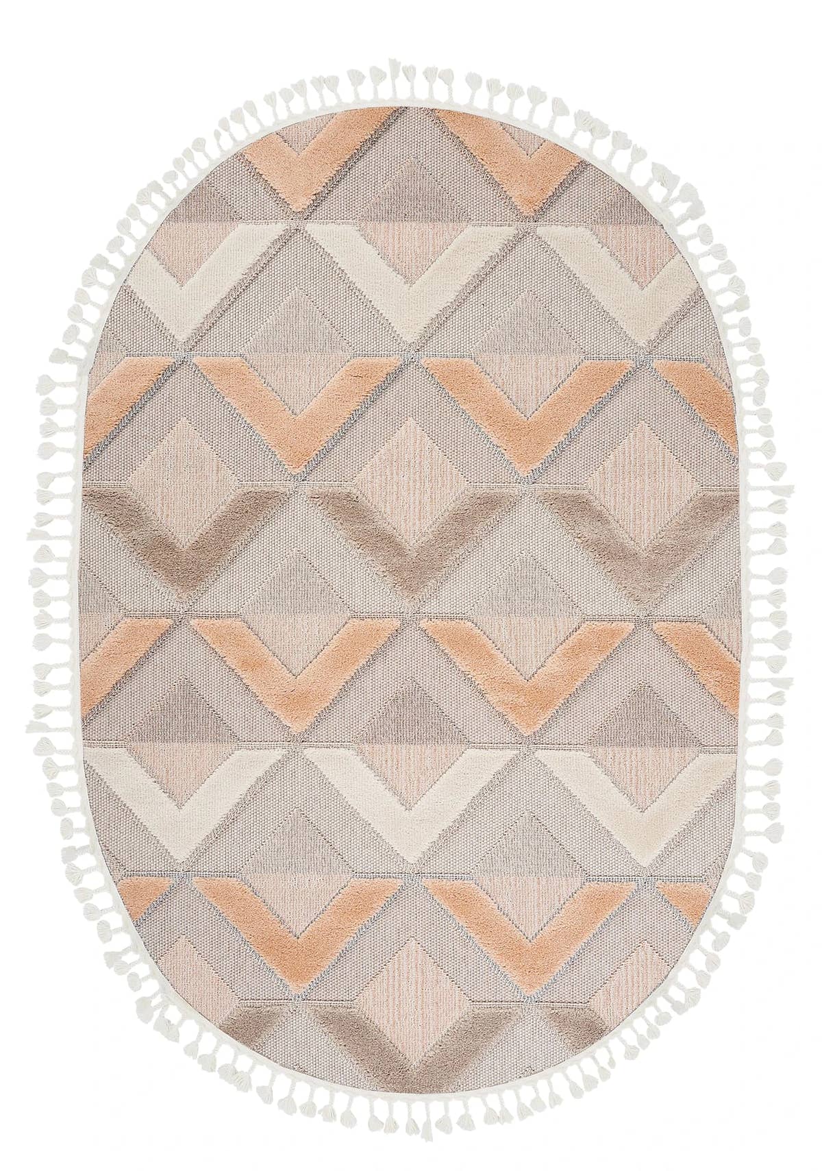 Dolce Vita Halı Nordic 499 Salmon Oval İskandinav Halı Özel Ölçü