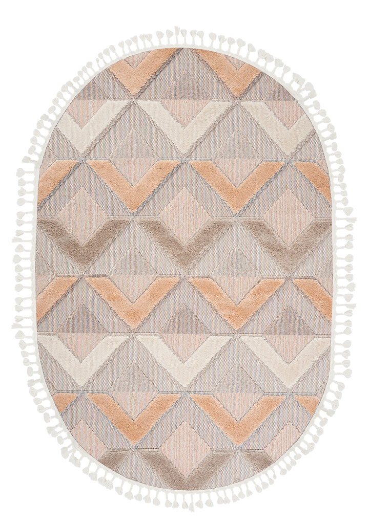 Dolce Vita Halı Nordic 499 Salmon Oval İskandinav Halı Özel Ölçü