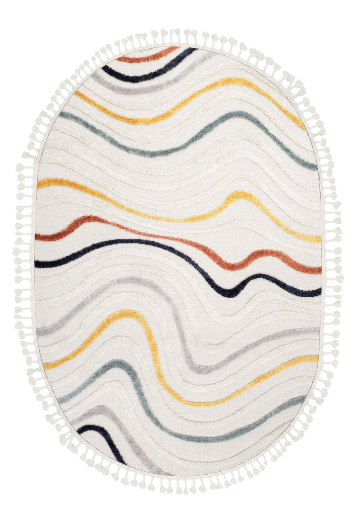 Dolce Vita Halı Sumatra 358 Wave Oval Halı Özel Ölçü Halı