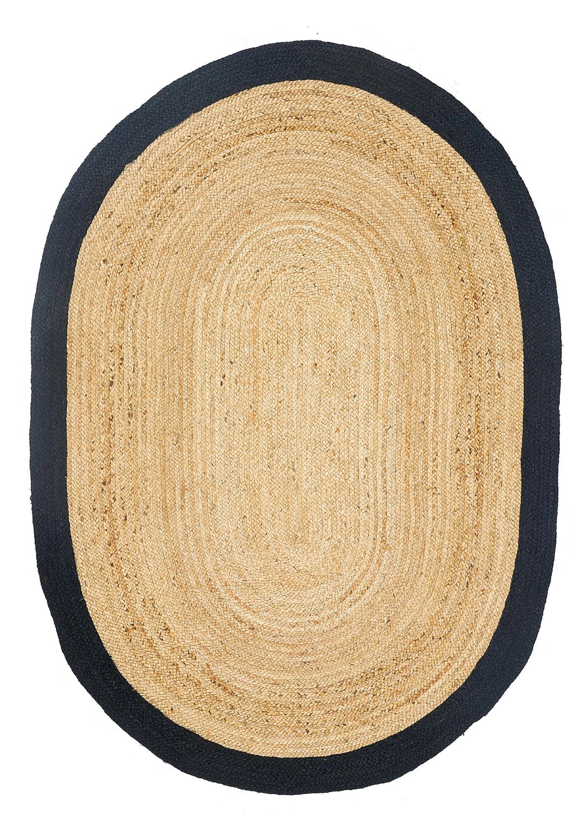 Dolce Vita Halı Agra Siyah El Dokuma Oval Jüt Halı