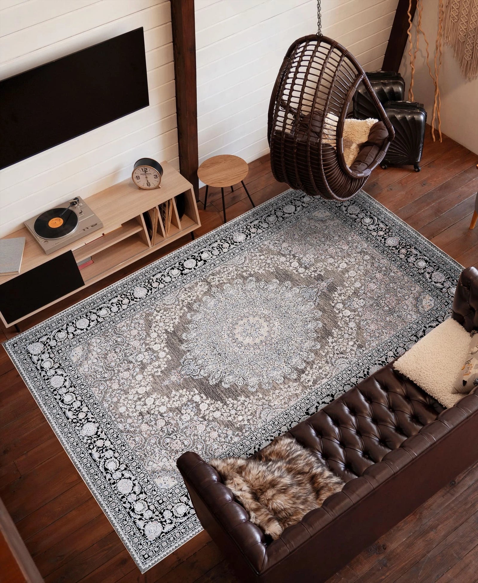 Dolce Vita Halı El-Hamra 8453 Charcoal Modern Salon Halısı