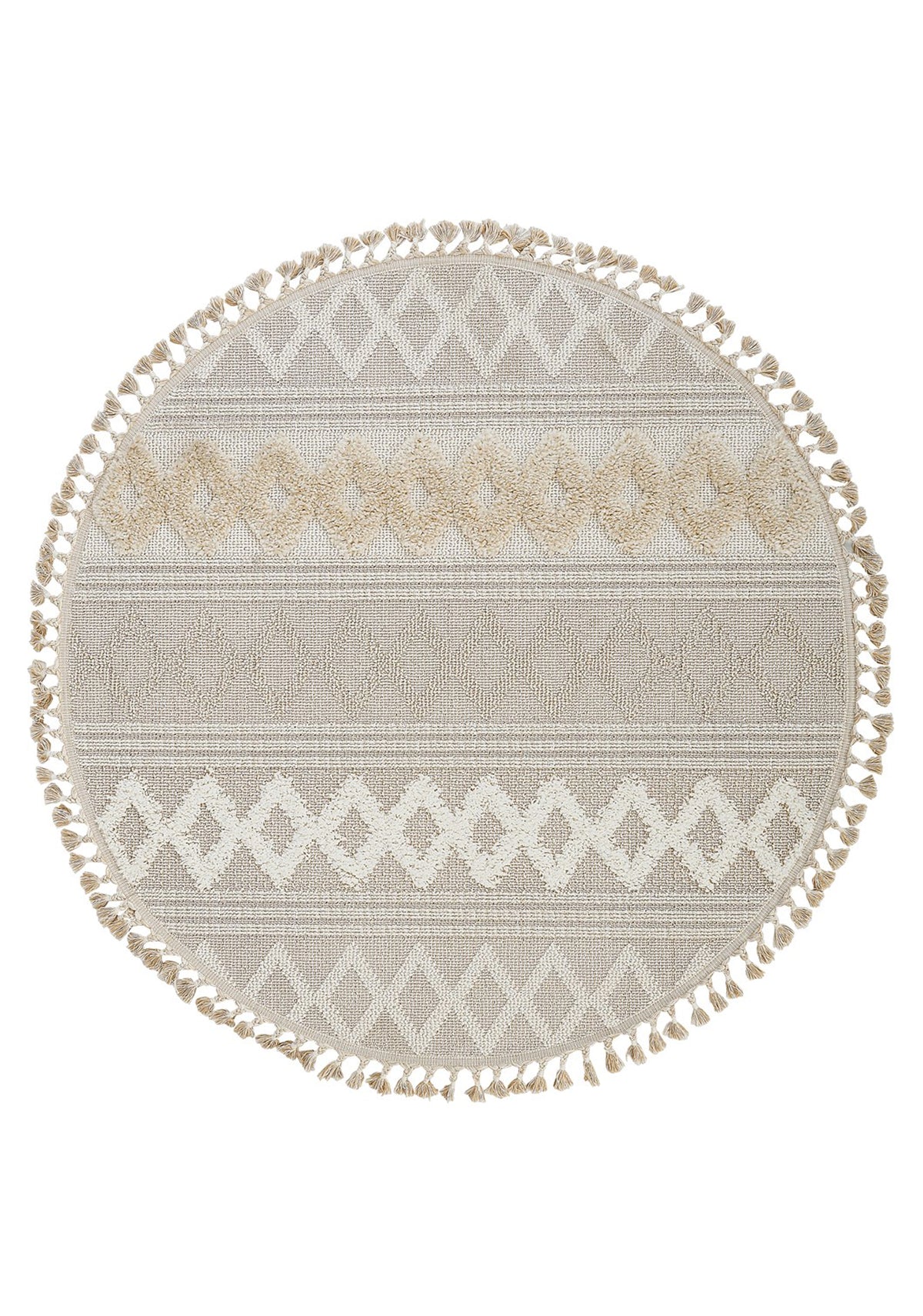 Dolce Vita Halı Jakarta 451 Ivory Beige Yuvarlak Halı Özel Ölçü