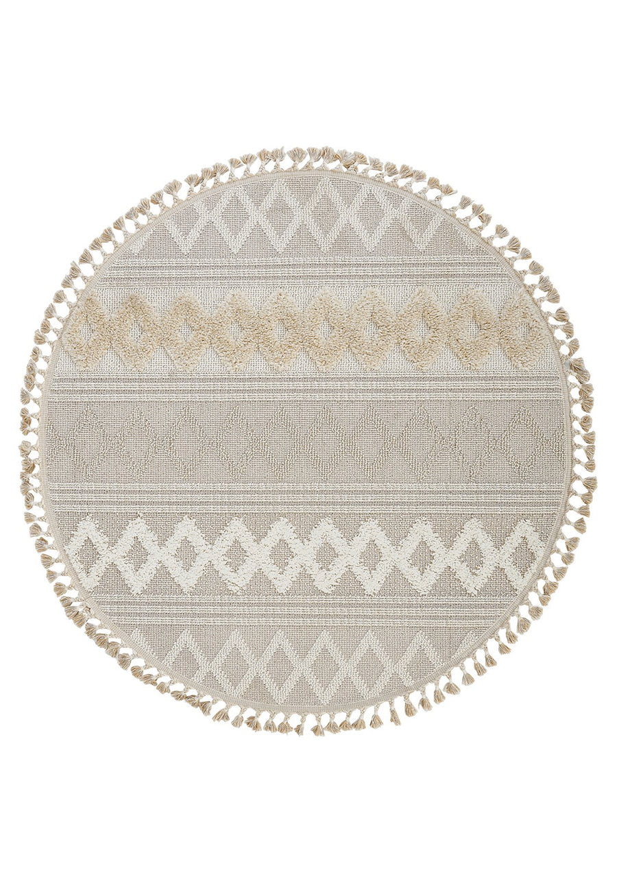 Dolce Vita Halı Jakarta 451 Ivory Beige Yuvarlak Halı Özel Ölçü