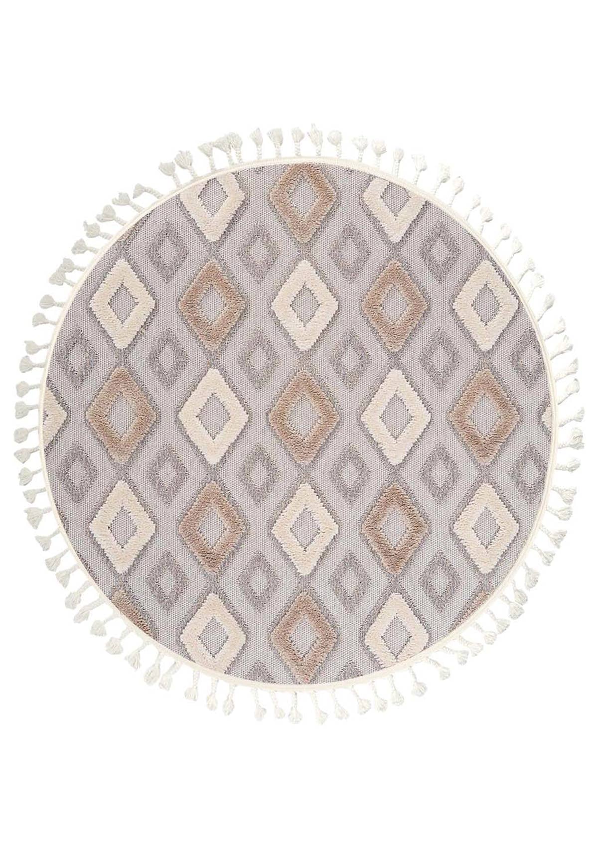 Dolce Vita Halı Nordic 489 Latte Yuvarlak İskandinav Halı Özel Ölçü